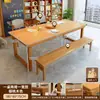 Escritorio para sala de estar, escritorio largo grande para leer y estudiar, mesa de comedor para el hogar, mesa doble larga, estación de trabajo para computadora