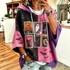 Sudadera con Capucha de Manga Tres Cuartos para Mujer 2026 con Estampado Digital 3D de Calabaza de Halloween Sudadera para Mujer