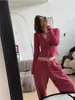 Pijama Feminino Longo Estampa de Leopardo Estilo Coreano, Primavera e Outono, Cardigã e Calça Longa Tamanho Grande, Conjunto Moderno para Casa