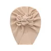 Gorro de punto liso para bebé transfronterizo con doble lazo, Gorro para bebé estilo indio, Gorro suave de algodón acanalado para bebé, Estilo Ins