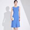 Nuevo Vestido Camiseta de Longitud Media Ajustado para Viajeros para Mujer, Elegante Vestido de Verano sin Mangas con Cuello Redondo al por Mayor para Mujer