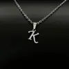 Explotaciones transfronterizas joyería collar de letra de la suerte para mujer acero inoxidable liso 26 letras cadena de clavícula cadena para el cuello