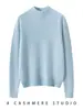 Suéter de cachemira para mujer, 100% cachemira pura de cabra, nuevo diseño de moda, color sólido, versátil, cuello medio alto, jersey de punto, suéter cálido