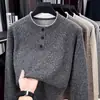 Suéter de Manga Larga para Hombre Estilo Nuevo Primavera y Otoño Color Sólido Ropa Interior para Personas de Mediana Edad y Jóvenes Suéter de Punto Casual Camiseta Suéter de Cuello Redondo Hombre