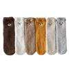 Calcetines de terciopelo coral de oso para mujer, invierno engrosado que no suelta pelusa, calcetines largos para dormir en casa, calcetines largos para piso, calcetines de dibujos animados con pompón de piel