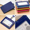 Porta Credencial de PU, Porta Credencial de Trabajo con Doble Ranura para Tarjeta, Credencial de Fábrica, Tarjeta de Comedor Estudiantil, Tarjeta de Autobús, Porta Credencial con Cordón para Cuello, Porta Tarjetas de Cuero Sintético