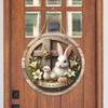 Nova placa de boas-vindas de madeira para Páscoa, porta de pendurar, redondo, coelho, ovo, primavera, decoração de parede, cruz pastoral