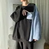 Sudadera de Moda y Colorido Bloque Único para Hombre de Otoño con Accesorios, Diseño de Nicho, Versátil de Corte Holgado con Cuello Redondo