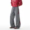 Calça de moletom larga desconstruída estilo americano para homens e mulheres, marca da moda, com caimento relaxado e solto, calça casual de perna curva