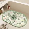 Alfombrilla de Piso Simple con Diseño Floral de Tierra de Diatomeas, Alfombrilla Simple para Entrada de Baño, Alfombrilla de Pie Antideslizante Resistente al Desgaste, Alfombrilla de Piso para Baño Absorbente de Agua de Secado Rápido