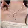 Collar de Acero de Titanio con Perlas y Zirconia Estilo Ins Coreano para Mujer, Versátil, Nicho, Alta Gama, Cadena para Clavícula, Joyería de Hadas al Por Mayor