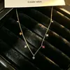 Collar de cadena para clavícula con colgante de trébol de cuatro hojas mini colorido, bañado en oro de 14 quilates sobre plata de ley S925, para mujer, collar de nicho de alta gama al por mayor
