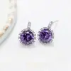 Pendientes de Circonita Coloridos, Simples y Exquisitos, Versátiles, Púrpura Noble, Modernos, Lujo Accesible, Diseño de Nicho, Pendientes para Niñas