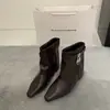 Pantalones de bota que aumentan la altura para mujer 2026 de moda, nuevos botines de otoño, puntera cuadrada, hebilla, cuero, suela blanda, versátiles, adelgazantes, botas vaqueras