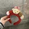Diadema con lazo de oso, diseño de dibujos animados, con forma de perro, para lavarse la cara, regalo festivo, accesorios festivos para el cabello de color rojo para mujeres.