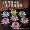 Venta al por mayor de fábrica Popular transfronterizo Flor de loto de cristal Templo Buda Lámpara de loto Artesanía de cristal Adornos de cristal para coche