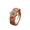 Anillo de Flor de Peonía Esmaltada en Oro Plata Pura 999.9 para Mujer, Anillo Versátil de Lujo Ligero Abierto de Nuevo Estilo Chino de Gama Alta de Nicho