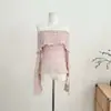 "Carta de Amor ao Pôr do Sol" top de tricô laranja de um ombro só para mulheres, design de outono, modelador, top vazado, tamanho único, roxo, outras cores disponíveis