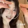¡Qué bonito!!! Un collar de guisantes de color arcoíris para saltar, dulce y pequeño, cadena para la clavícula, estilo fresco