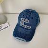 American Retro Baseball Cap Mulheres Primavera e Verão Velho Big Head Wash Face Small All-Match Carta Bordada Cap