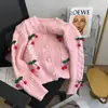 Suéter juvenil dulce de punto con estampado de cerezas, nuevo para primavera y otoño, comercio exterior transfronterizo para mujer, cárdigan de punto, top de estilo holgado y casual, moderno