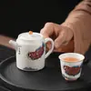 Ceniza de Planta Koi Tetera Individual Tetera Vintage Kung Fu Juego de Té Tetera para el Hogar Tazas de Té Llenas de Oro y Jade