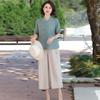 Nuevo Estilo Chino Mamá Verano Camisa de Algodón y Lino de Manga Corta 2025 Nuevo Traje Holgado Estilo Verano para Mujeres de Mediana Edad y Adultas Mayores