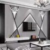 Papel de Parede para Parede de Fundo de TV Moderno Minimalista 3D Estilo Luxo Leve 8D Tecido de Parede com Linhas Geométricas Atmosféricas Papel de Parede Filme de Pena