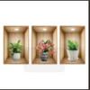 Pegatina de pared con marco de fotos 3D de simulación de flores y plantas verdes, para dormitorio, sala de estar, TV, fondo, autoadhesiva