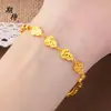 Pulsera de Hilo con Cuentas Redondas Estilo Calabaza Hielo Triturado Chapada en Oro para Mujer, Transmitida en Vivo, Color Duradero, Joyería Única y de Alta Gama Estilo Old Money