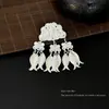 Nova Presilha de Cabelo Azul Safira Estilo Chinês para Mulheres com Strass Brilhantes, Franja Estilo Étnico com Pérolas, Acessório de Cabelo Elegante