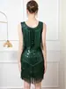 Vestido de Lentejuelas para Baile de Gala Gatsby Vintage de 1920 Transfronterizo Vestido de Baile Chaleco Cuello Redondo Talla Grande Vestido con Borlas de Cuentas