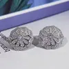 Suministro en Vivo Joyería para Novias Circonita de Cristal Micro Flor Completa Anillo Conjunto de Collar y Pendientes