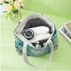 Bolsa Bordada Floral Monet, Algodón Fresco y Lino Moda Jacquard de Doble Cara Bolso de Mano para Mujer, Bolso con Cremallera Casual para Exteriores