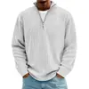 2025 Nova Coleção de Outono da Amazon Camisas Casuais Masculinas Gola Alta Zíper Veludo Cotelê Manga Longa Camisa Polo Masculina