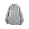 Sudadera Polo de Algodón Estilo Americano Hombro Recto para Hombre Primavera y Otoño Parche de Retazos Deconstruido Cuello Campana Manga Larga Camiseta de Alto Nivel Bad Boy