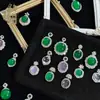 Collar con Colgante de Ágata Natural Color Jade Hielo Alto Plata S925 Incrustada Cadena para Clavícula Regalo para Mujer Fuente de Suministro para Transmisión en Vivo