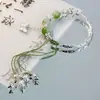 Nuevo Diseño de Nicho, Nuevo Estilo Chino Antiguo Media Pulsera, Pulsera de Perlas Verdes, Mariposa de Alto Grado con Temperamento de Jade al por Mayor