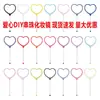 Nuevo Espejo de Maquillaje de Mano con Forma de Corazón Espejo de Corazón Creativo DIY con Perlas Espejo de Maquillaje de Plástico Portátil de una Cara Venta al por Mayor