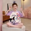 Pijama Infantil de Verão Meninos e Meninas Algodão Ice Silk Pit Fino Roupa de Casa Grande Manga Curta Roupa Pai-Filho Mãe-Filha