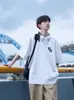 Camiseta de Manga Corta de Algodón Puro de Peso Pesado para Hombre, Nuevo Estilo de Verano, Corte Holgado para Adolescentes y Estudiantes, Top Estampado de Peso Pesado de Media Manga de Moda