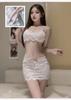 Lencería Sexy Pura Pasión Sexy Encaje Bordado Malla Falda de Cadera Qqny Sexy Divertido Pijama Traje Uniforme para Mujer