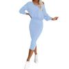 Conjunto de Duas Peças Amazon Nova Primavera & Outono Roupa Europeia e Americana Vestido Colete Decote V Moletom Tricô Terno Atacado