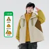 Chaqueta 3 en 1 a prueba de viento y cálida para niños para otoño e invierno, engrosada, con bloques de color, adecuada para actividades al aire libre y esquí, estilo moderno