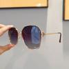 2024 Moda europea y americana nuevas gafas de sol polarizadas poligonales de metal para mujer a prueba de rayos UV gafas de sol con protección solar para conducir