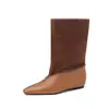 Botines rectos de moda coreana de 1 cm con bloques de color, nuevo modelo otoño e invierno 2026, punta fina, suela plana, slip-on, botas vaqueras casuales