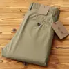 Pantalones Largos Rectos Holgados de Moda de Sarga Fina para Verano, Pantalones Casuales de Algodón Elástico de Alta Gama para Hombre de Negocios
