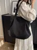 Bolso Grande de Lona Color Sólido Bolso de Hombro Plegado Gran Capacidad Bolso Tote para Clase y Viajes Venta Directa de Explosiones