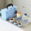 Juego de Té Calado con Gradiente Caja de Regalo Completa para Exteriores Juego Cerámico Souvenir Caja de Regalo para Negocios Regalo de Alta Gama