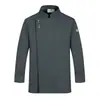 Fivela Dourada Letra Moda Roupa de Trabalho para Chef Masculino Manga Longa Hotel Cozinha de Fundos Preto Inverno Vestuário para Catering Restaurante